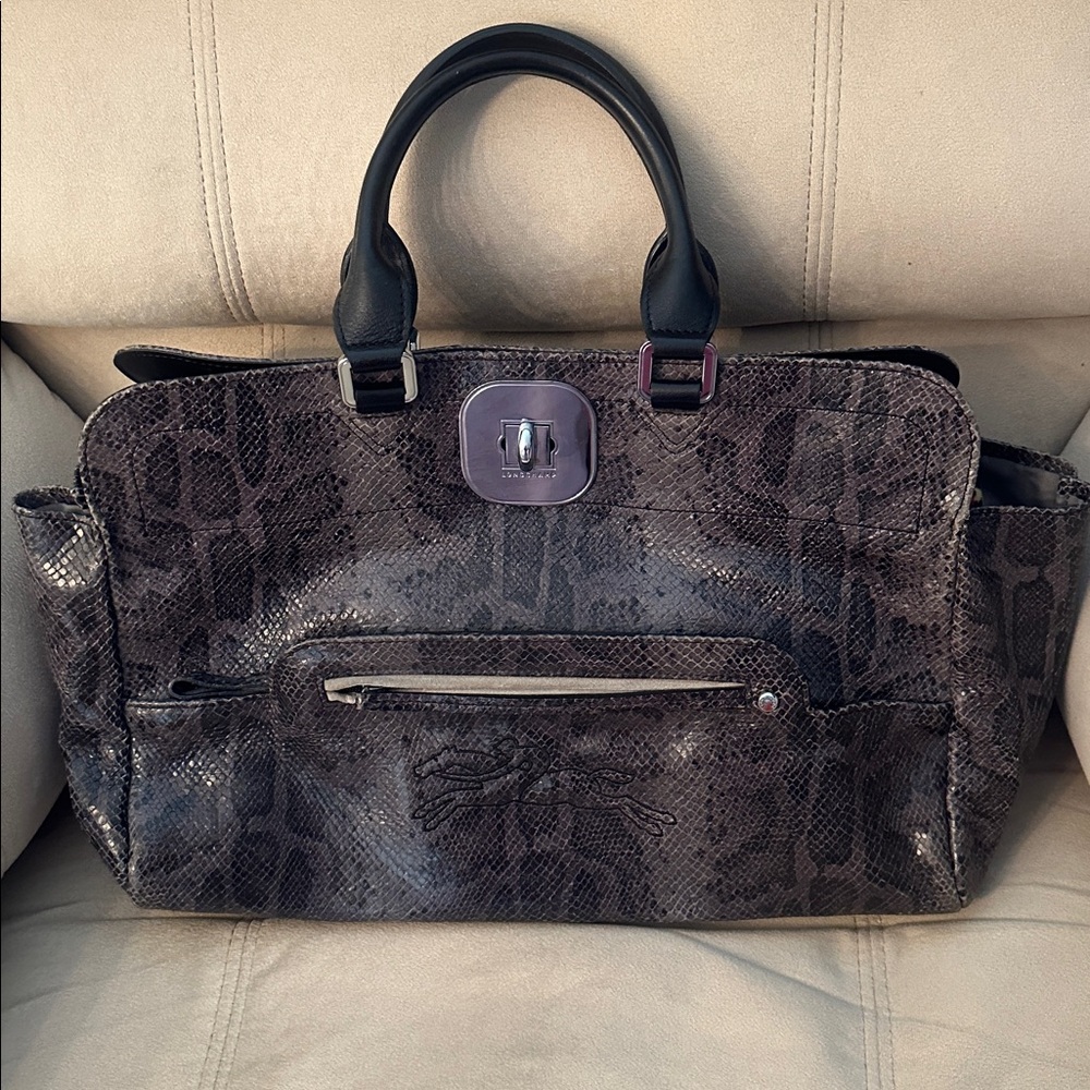 Authentic LongChamp  VINTAGE Python   Large Handbag  15”X 11” SALE FIRM NOW - Picture 10 of 17